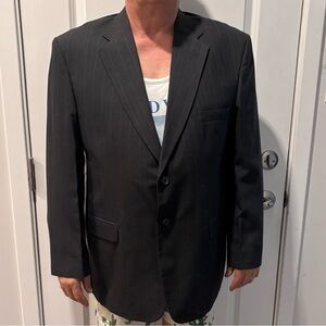 Towncraft Black Pinstripe Suit with Classic Fit and Structured Shoulders